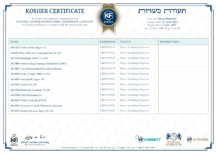 Kosher Certificate 2026/2027