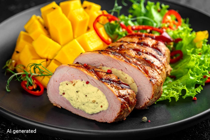 Schweinefilet mit Skyr-Frischkäse-Füllung