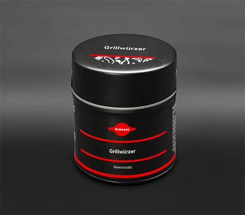 Universell einsetzbares Gewürzsalz mit verkapseltem Speisesalz, Paprika und Chili für Grill- und Bratenspezialitäten. 110 g Dose (Metall)