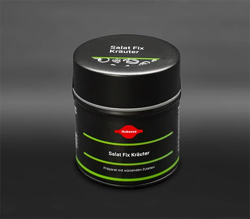 Komplettwürzung mit Trockenessig, Salz, Zwiebeln, Senf, Petersilie und Schnittlauch für Salatsaucen und -dressings. 90 g Dose (Metall)
