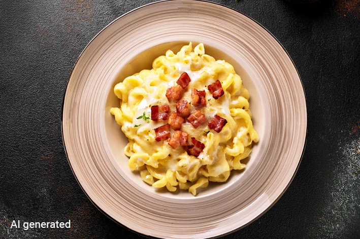 Käsespätzle mit Speck