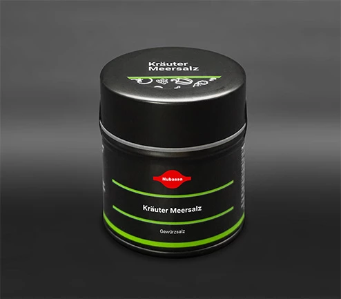 Gewürzsalz mit Meersalz, Schnittlauch, Petersilie und Dill für Salate, Dips und Saucen. 80 g Dose (Metall)