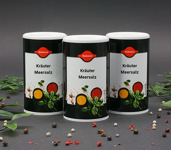 Gewürzsalz mit Meersalz, Schnittlauch, Petersilie und Dill für Salate, Dips und Saucen. 100 g Dose