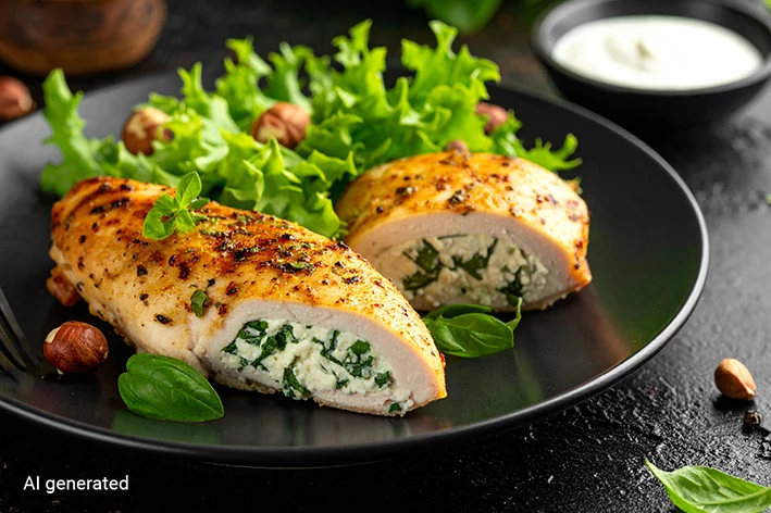 Hähnchen mit Skyr-Frischkäse-Füllung