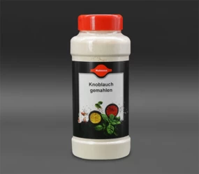 Typisches Gewürz der mediterranen und orientalischen Küche. In Pulverform ist eine feine Dosierung besser möglich. 600 g Dose
